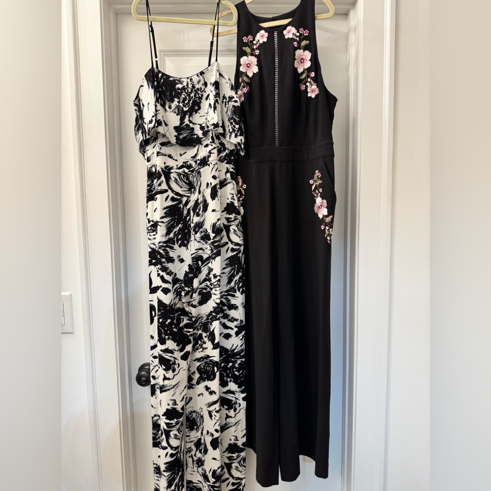 Black and White Floral Women's Jumpsuits (lot of 2)